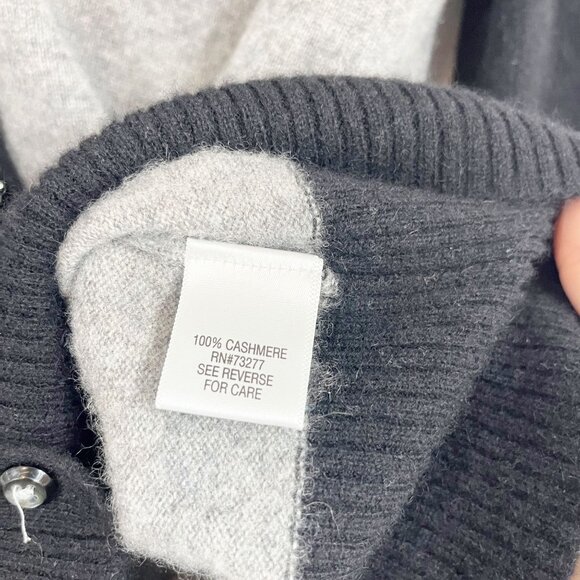 Apt 9 Cashmere Gray & Black Color Block Button V-Neck Cardigan Sweater - SMALL - Picture 4 of 5